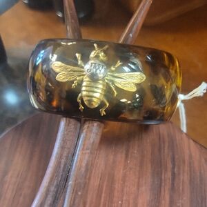 Gold Bee Tortoiseshell Bangle